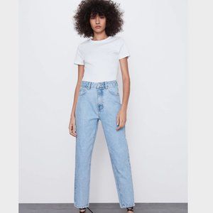 ZARA MOM FIT JEANS LIGHT BLUE